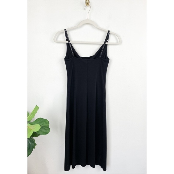 Vintage Y2K Drape Neck Little Black Slip Dress Sz XS - Picture 2 of 9